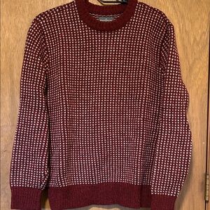 LL Bean Signature Burgundy and White knit wool Sweater